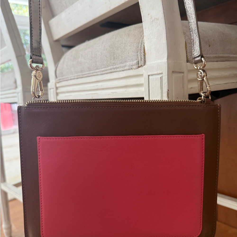 Boden Pink and Brown Crossbody Bag with Modern Design